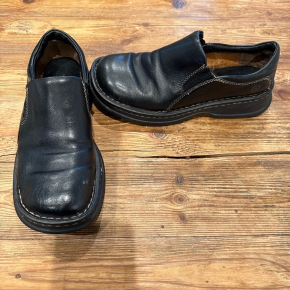 Born Shoes Mayflower Black Chunky Leather Loafers Women's Size 7 (EU‎ 38) EUC - Picture 9 of 12